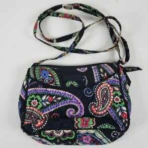 Retired Vera Bradley Black Multicolor "Kiev Paisley" Mini Crossbody Purse Bag - Picture 1 of 6