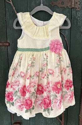 VESTIDO AMARILLO FLORAL LAURA ASHLEY NIÑO LONDRES NIÑAS 2T ROSAS Sin Mangas Foto 1 de 4
