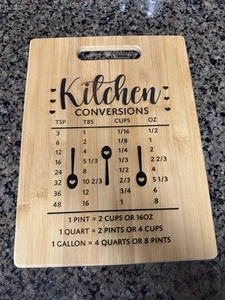 Laser Engraved Bamboo Cutting Board 12X9 In1/4 In Thick Kitchen Measurements - Picture 1 of 6
