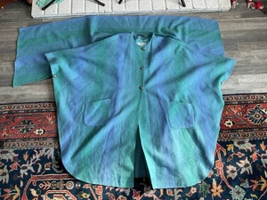 Vintage AVOCA  Ireland Blue And Green Tweed Wool Cape 70’s Size 1 Donegal - Picture 1 of 12