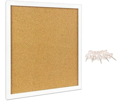 Cork Bulletin Board 12"X 12" Square Wall Tile , Modern White Framed Board For... - Image 1 of 4