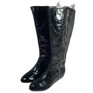Chinese Laundry Boots Women's Size 7.5 Black Vegan Leather Knee High Flat Zip - Picture 1 of 9