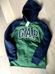 Boys Hoodie Gap Green With Blue Logo Fuzzy Inside Size L - Picture 1 of 5