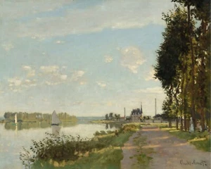 Vintage Claude Monet Riverbank Landscape Painting Giclee Print on Fine Art Paper - Picture 1 of 4