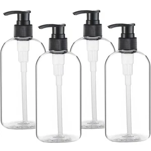 Empty Plastic Pump Bottles Dispenser 16oz/500ml Portable Clear BPA-FREE 4 Pack - Picture 1 of 7