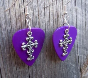 Scrolling Cross Charm Guitar Picks Earrings - Pick Your Color - Picture 1 of 36