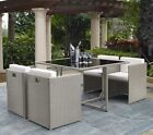 Rattan Garden Dining Cube 4 Seater Set With Square Dining Table Compact Wicker