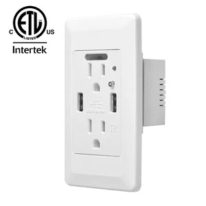 1PCS Dual USB Outlet Charger with LED Night Lights Sensor Electrical Receptacle - Picture 1 of 13