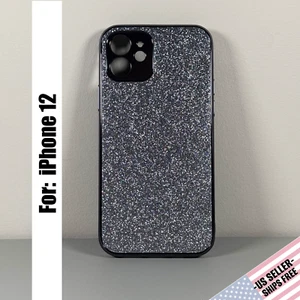 Funda diseñada para iPhone 12: Brillo Negro Brillante y Plata | Slim Fit | Flexible - Imagen 1 de 14