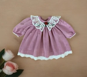 Vtg PEACHES and CREAM Party Dress Infant Baby Girl 18 Mo Pink Lace Crochet - Picture 1 of 9