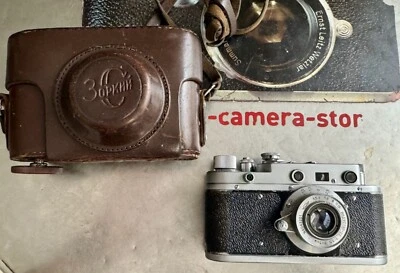 UdSSR Ancienne Caméra Photo ZORKI 3 C (Copie Leica) Pièce De Collection & Étui - Photo 1/4