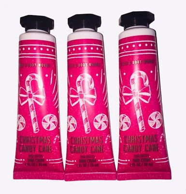 3 Bath & Body Works CHRISTMAS CANDY CANE Shea Butter Hand Cream Travel Size 1 oz - Image 1 of 2