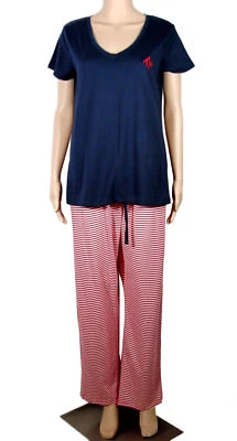 Tommy Hilfiger Ropa de Dormir 3 piezas Pijama Top Pantalones Cortos Mediano $72 Rojo Blanco Azul Foto 1 de 4