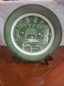 Royal Colonial Homestead Green Vintage 12" Round Chop Plate Platter Transferware - Picture 1 of 5