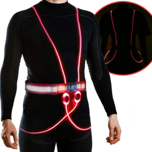 LED Safety Vest Reflective Waistband Running Cycling Scooter Sports Costume Rave - Picture 1 of 15