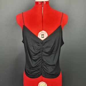 ASOS Top Womens UK 14 Black Sleeveless Crop Spaghetti Strap - Picture 1 of 6