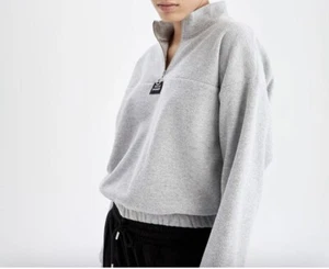 Defacto Regular Fit Long Sleeve Half Zippered Sweatshirt - Grey M - New - Picture 1 of 3