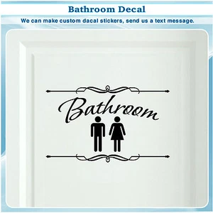 Bathroom Restroom Toilet Door Sign Art Vinyl Home Decor Wall Sticker Decal S119 - Picture 1 of 3