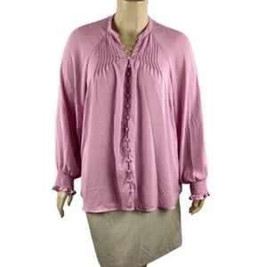 Torrid Mauve Mist Georgette Blouson Sleeve Blouse 2X Smocked Cuffs Button Front - Picture 1 of 7