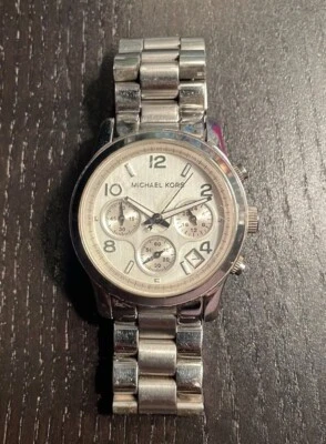 Michael Kors Watch Womens 37mm Date Chronograph Silver Tone 6" - Image 1 of 4