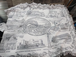 Midland Michigan Woven Tapestry Throw Blanket USA Historical Landmarks 48x42 - Picture 1 of 12