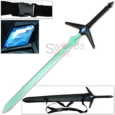 Ninja Anime Sword Art Online Fantasy Longsword Turqoise Blade w Quick Release - Image 1 of 3