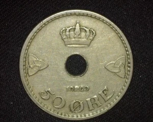 NORWAY 1929 50 ORE KM386 VERY FINE ~T39 - Picture 1 of 2