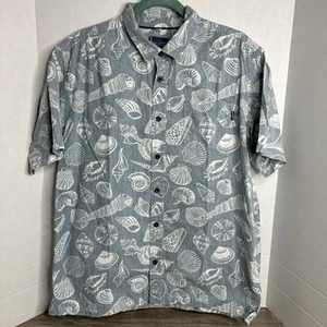 Jack Oneill Shirt Men's Large Relaxed Blue White Seashell Print Hawaiian Resort - Picture 1 of 7