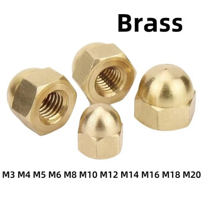 Hutmutter Messing hohe Form Muttern M3 M4 M5 M6 M8 M10 M12 M14 M16 M18 M20 - Bild 1 von 3