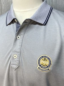 FJ Footjoy Men’s Golf Polo Shirt PGA Patch Logo Gray Navy Blue Size Large - Picture 1 of 9