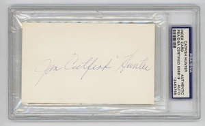 Jim 'Catfish' Hunter Signed Index Card. PSA. Yankees & Athletics Hall of Famer - Picture 1 of 2