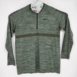 Nike Shirt Mens XL Golf Dry Knit Quarter Zip Green Performance Long Sleeve - Picture 1 of 11
