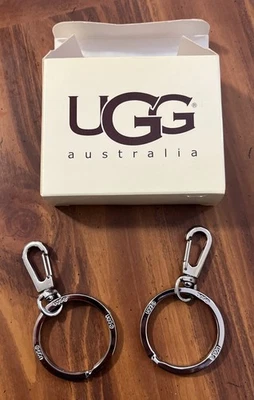 Lote de 2 clips de llavero/anillo de metal color plata Ugg NUEVO Foto 1 de 2