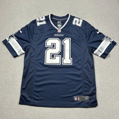 Camiseta de los Dallas Cowboys para hombre XL azul blanco Ezekiel Elliott #21 Nike On Field Foto 1 de 4