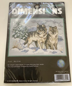 Dimensions Mini Counted Cross Stitch Kit 7"X5"-A Pair Of Wolves (16 Count), 6800 - Picture 1 of 2