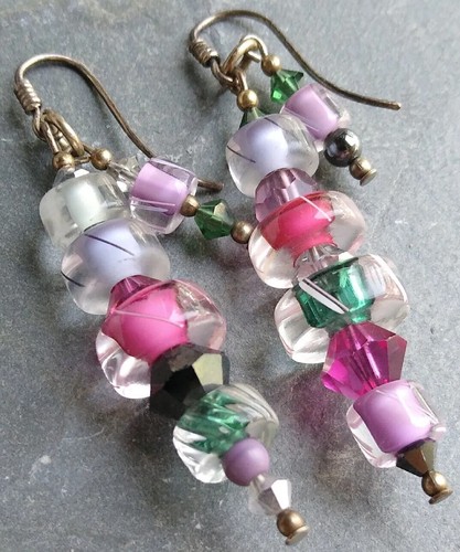 Anna MILLER Art Glass Earrings using PYREX Glass Very Interesting and Artistic!