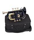 Brand New Brass Black Bb flat Pocket Trumpet Free Hard Case Mouthpiece