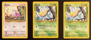 Ratata 61/102 + Weedle 69/102 - Pokemon Base Set [3 PK] (Common)  [LP/Excellent] - Picture 1 of 2