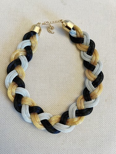 OFF WHITE Nuova Collana Gems Statement Metallica In Oro Argento Off Bianco e Nero