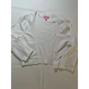 Lilly Pulitzer Cardigan Shrug Open Front White Knit Sweater XL girls - Picture 1 of 9