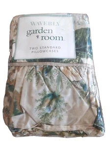 2 Waverly Garden Room Natasha Standard Pillowcases Ruffled Floral 20"x30" Pair - Picture 1 of 4