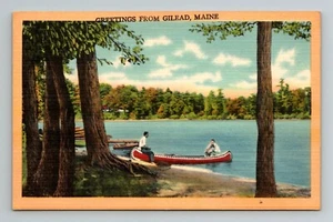 Greetings from Gilead Maine ME unposted vintage linen postcard  - Picture 1 of 2