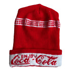 Rare Vintage COKE Enjoy Coca-Cola Spell Out Snow Beanie Hat Cap