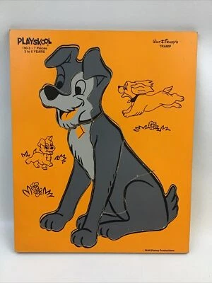 Playskool Wooden Puzzle TRAMP #190-3 Walt Disney Productions 7 Pieces - Image 1 of 4