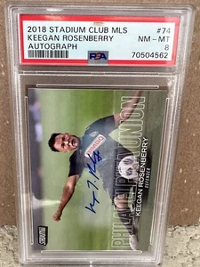 2018 Topps Stadium Club MLS Keegan Rosenberry Auto #74 Phili Union PSA 8 NM-MT - Picture 1 of 4