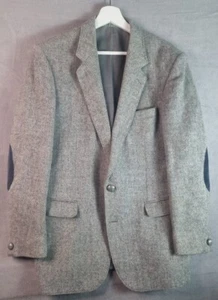 Blazer de tweed gris Killarney para hombre 42" pecho tejido a mano en Irlanda codos de gamuza - Imagen 1 de 12