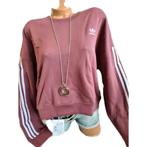 Adidas Sweatpullover Pulli Pullover Kurz geschnitten Lila Logo (4 953) NEU - Bild 1 von 4