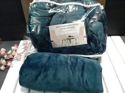 Fundas para sillas de comedor cocina Parsons terciopelo verde azulado 6 piezas Northern Brothers Foto 1 de 4
