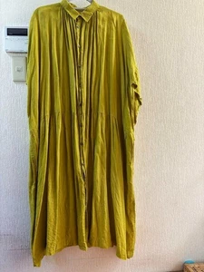 ICHI Antiquites Leinen Hemdblusenkleid Senfgelb Farbe FREE SIZE Italy Gebraucht - Bild 1 von 7