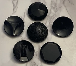 Vintage Czech Black Glass Buttons Button Lot 138-10 - Picture 1 of 11
